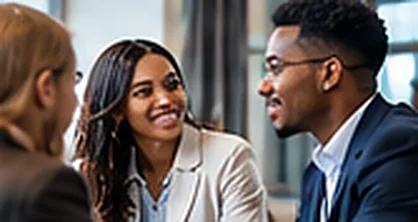 A mentor and a young professional in conversation